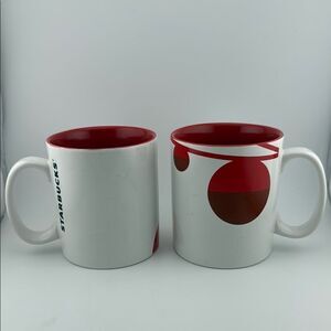 Starbucks Red and White Ceramic Mugs Set